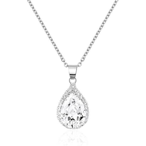 Crystal Chain Necklace for Women Trendy Statement Diamond Pendant Cubic Zirconia - Picture 6 of 6